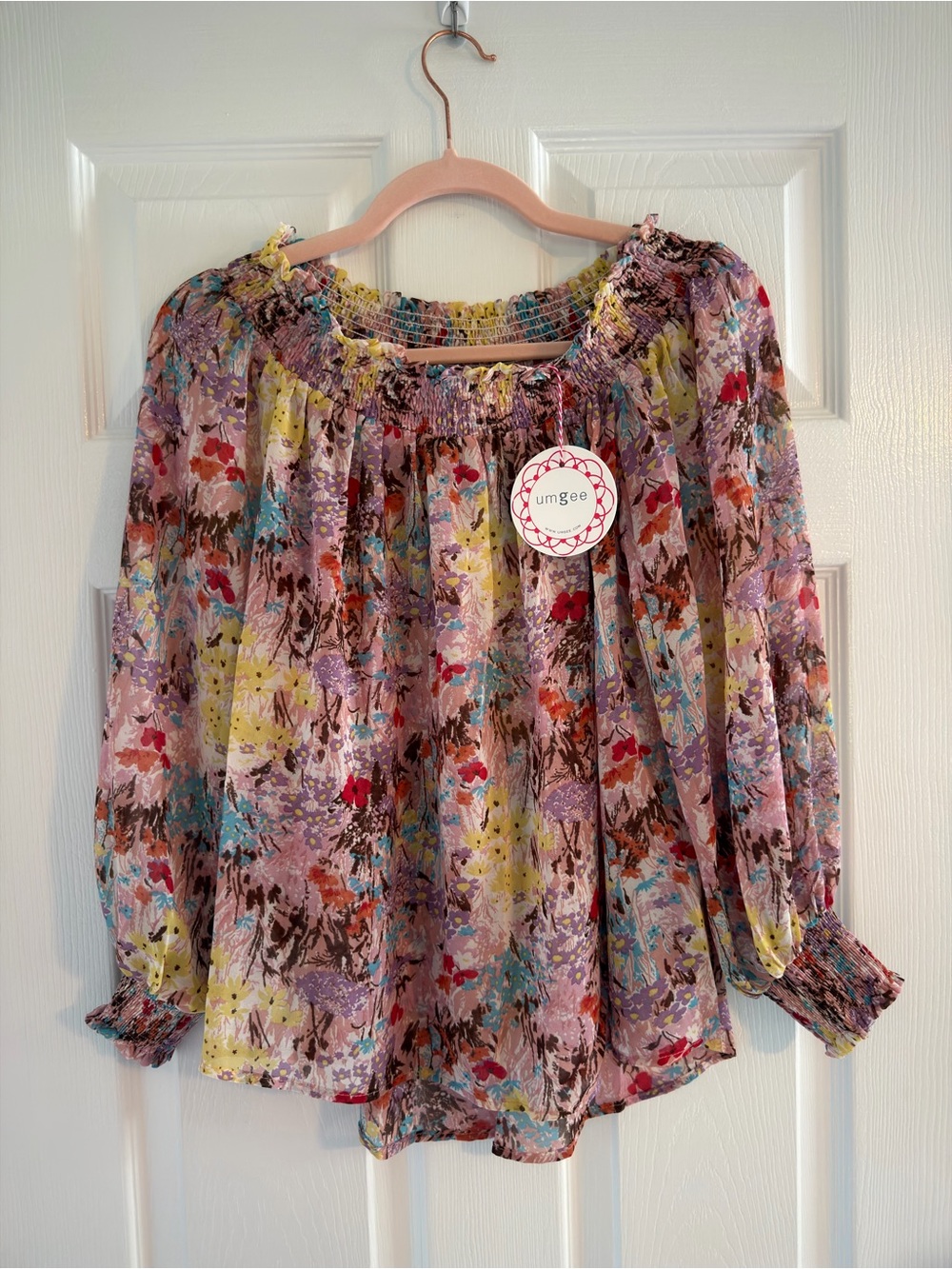 NWT Umgee Multicolor Floral Off-Shoulder Peasant Blouse
